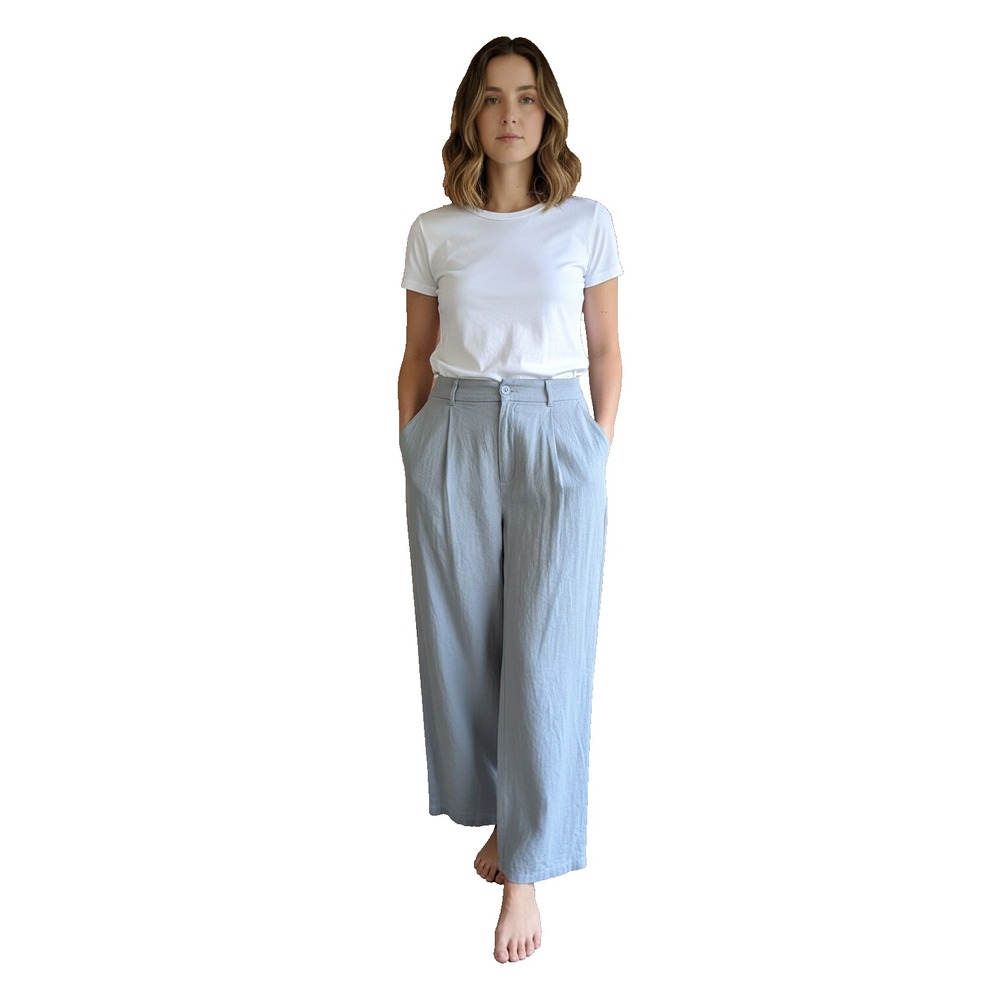 Rewash Womens Linen Blend Pants Sz 11 30 Wide Leg Flowing Lagenlook Boho Relaxed